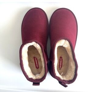 Unionbay Lisette Womens Faux Suede Faux Fur Lined Ankle Boot Size 7.5 Burgundy